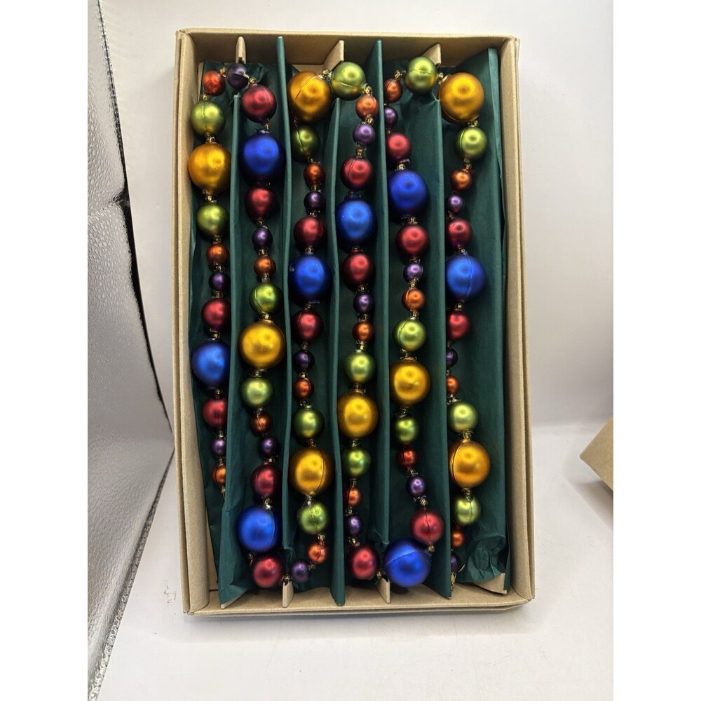 Colorful Smith & Hawken Glass Garland 1 Set & 5 - 1 3/4” & 14 - 1 1/8” Ornaments